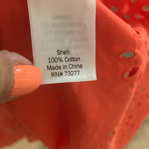 NWT LC Lauren Conrad Spanish Coral w eyelet & embroidered accent dress size L - Picture 5 of 6
